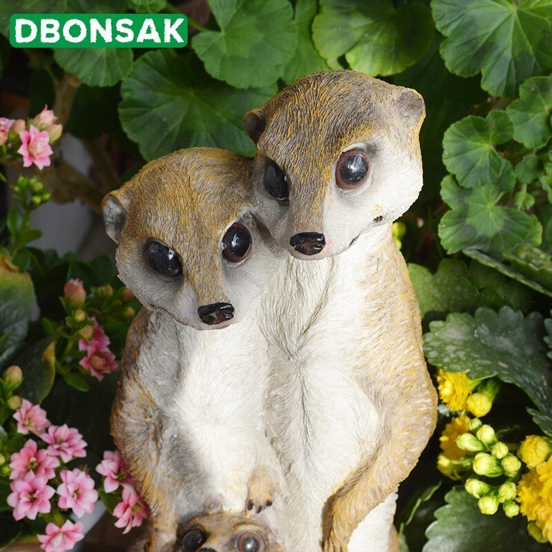 Outdoor Garden Resin Mongoose Crafts Statues Decoration Home Courtyard Balcony Cute Cat Animal Sculptures Decor Park Ornaments