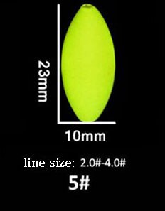 Flotador de pesca fluorescente Seven star, accesorios de equipo de pesca de carpa, tope A098, lote de 5 paquetes: size 5 yellow