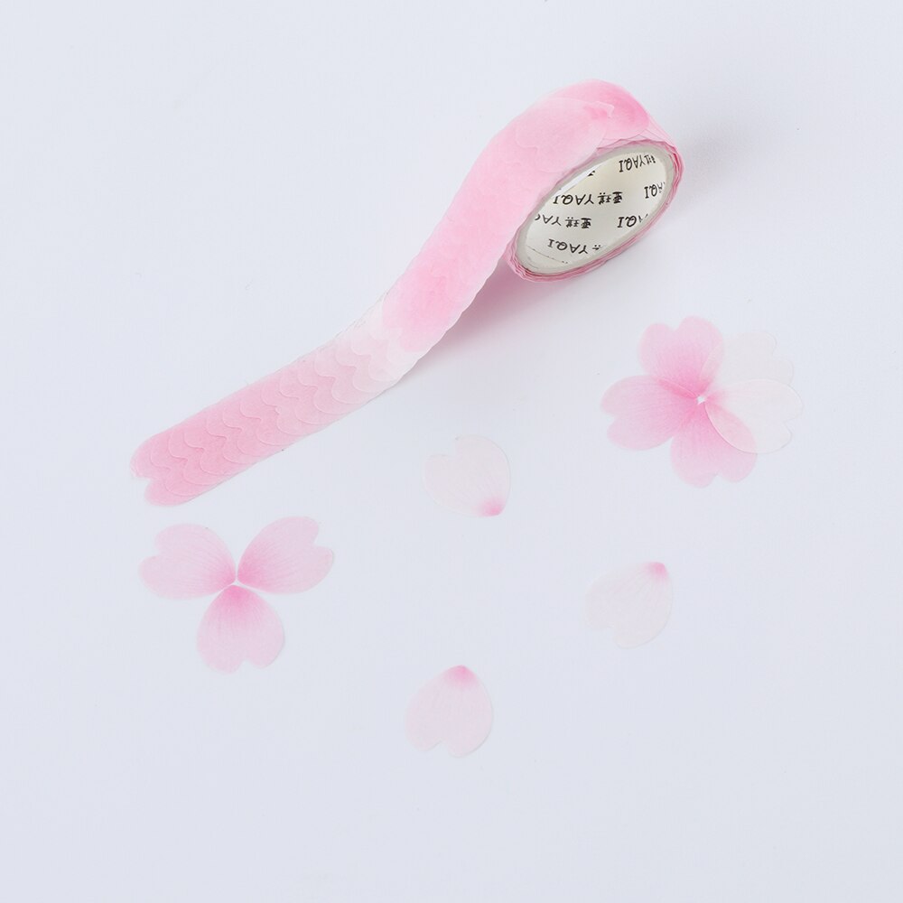 200Pcs/Roll Sakura Marking Tape Flower Petals Paper Tape Decorative Masking Tape Sticky Paper Scrapbooking Diary Paper Stickers: Style-A