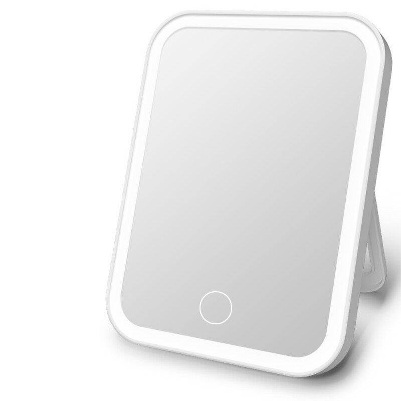Makeup spejl led touch screen spejl stående spejle bord spejle forfængelighed miroir kosmetik spejl med lys make up miroir: Sort