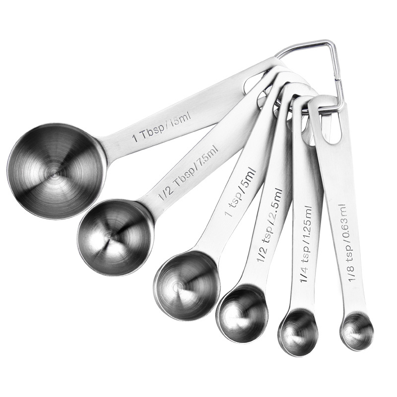 Maatbekers Premium Stapelbaar Keuken Maatlepel Scoop Set Rvs Maatbekers En Lepels Set: 6pcs spoon