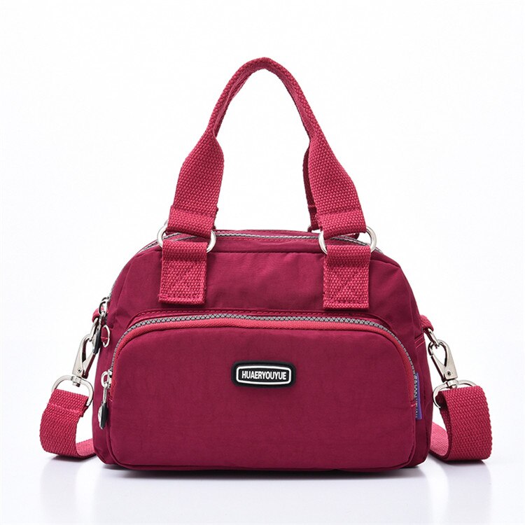 Multi-Pockets Small Women's Shoulder bag Female Travel Handbag Messenger Bag Ladies Nylon Tote CrossBody Bag Bolsas: Dark Red
