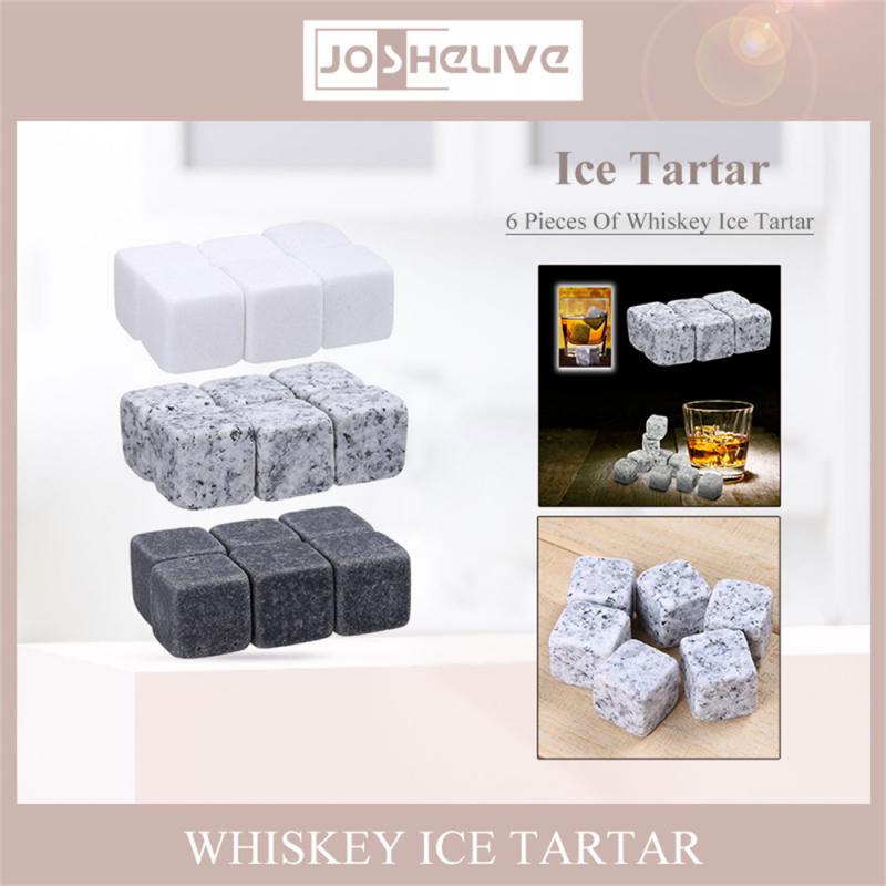 6pcs Whiskey Stones Sipping Ice Cube Cooler Reusable Whisky Ice Stone Whisky Natural Rocks Bar Wine Cooler Party Wedding