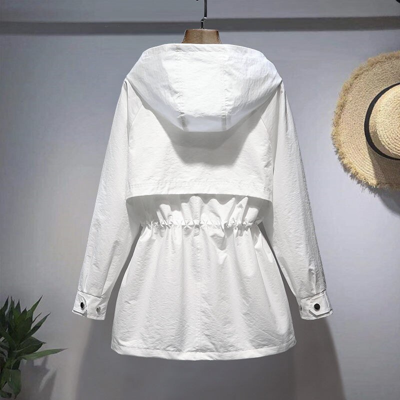 Høst damejakke hvit kåpe langermet kausal vindjakke famale basic jakker med glidelås yttertøy topper  h104