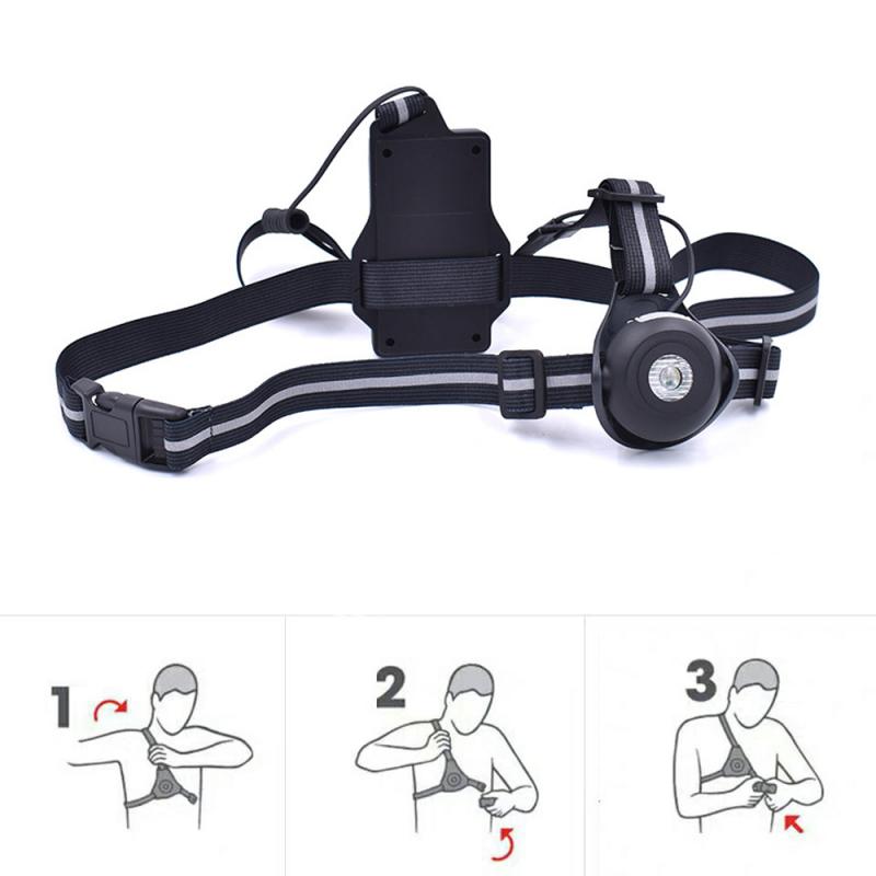 Buitenhardlooplamp, usb-oplaadbaar, borstlamp, bergbeklimmen nachtlooplamp, draagbaar waarschuwingslampje voor hardloopveiligheid