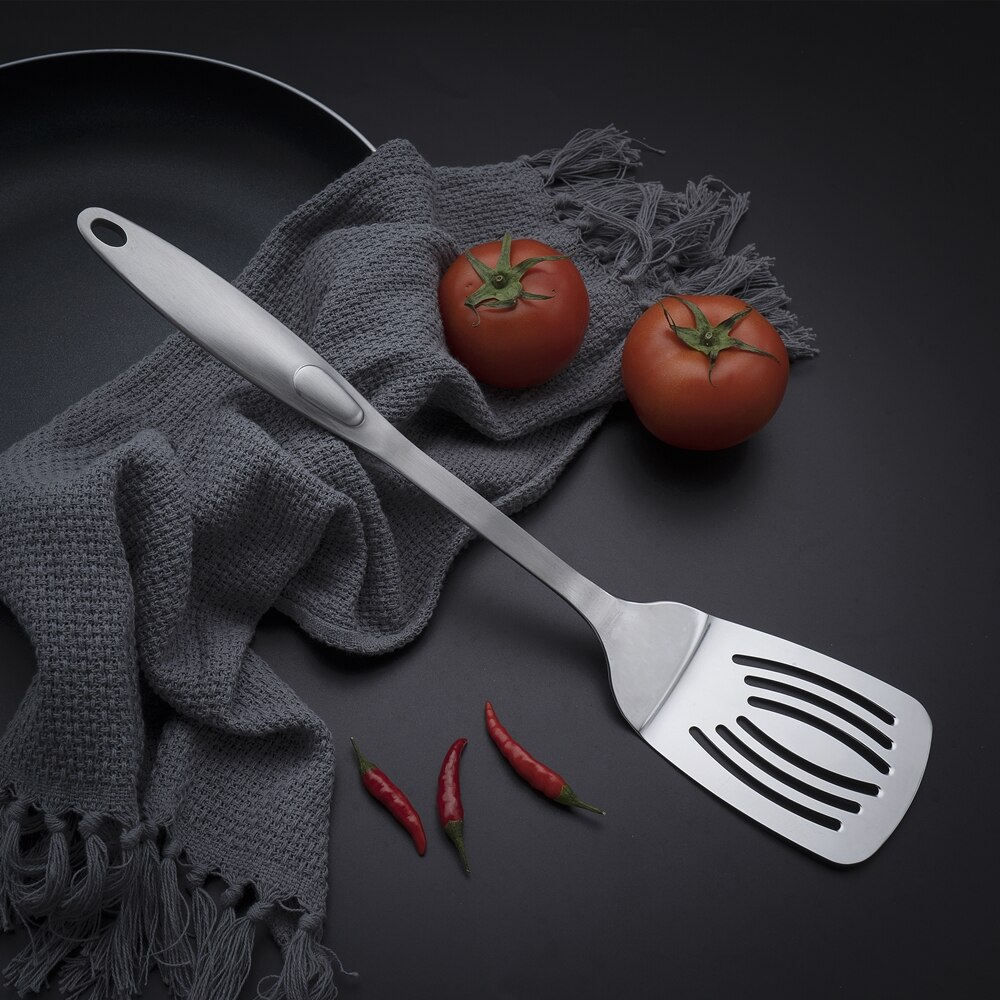 Slotted Turner Cookware High Grade #430 Stainless Steel Skimmer Slotted Spoon Soup Ladle Fork Kitchen Accessories Cooking Tool