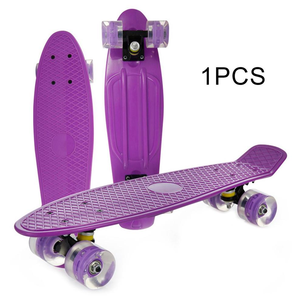 8 Colors Aluminum Magnesium Alloy Banana Skateboard Youth Road Travel Single Rocker Children Adult Four-Wheeled Scooter Newest: purple