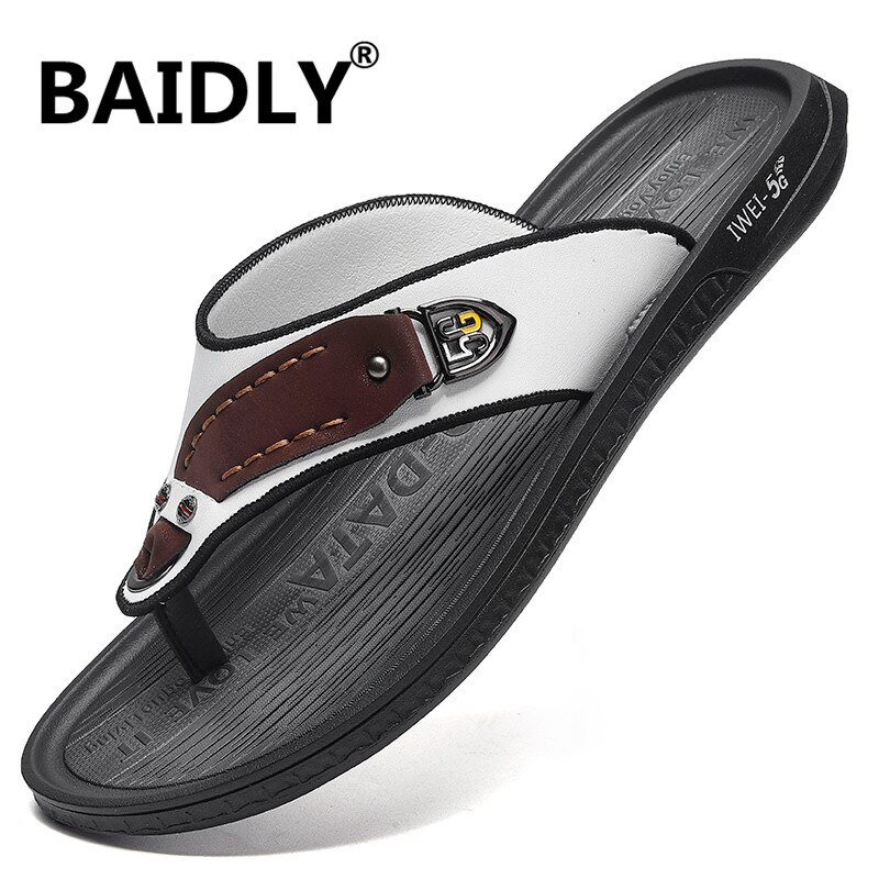 Zapatillas de cuero de para hombre, sandalias de playa cómodas, zapatos informales, chanclas de , calzado de verano,