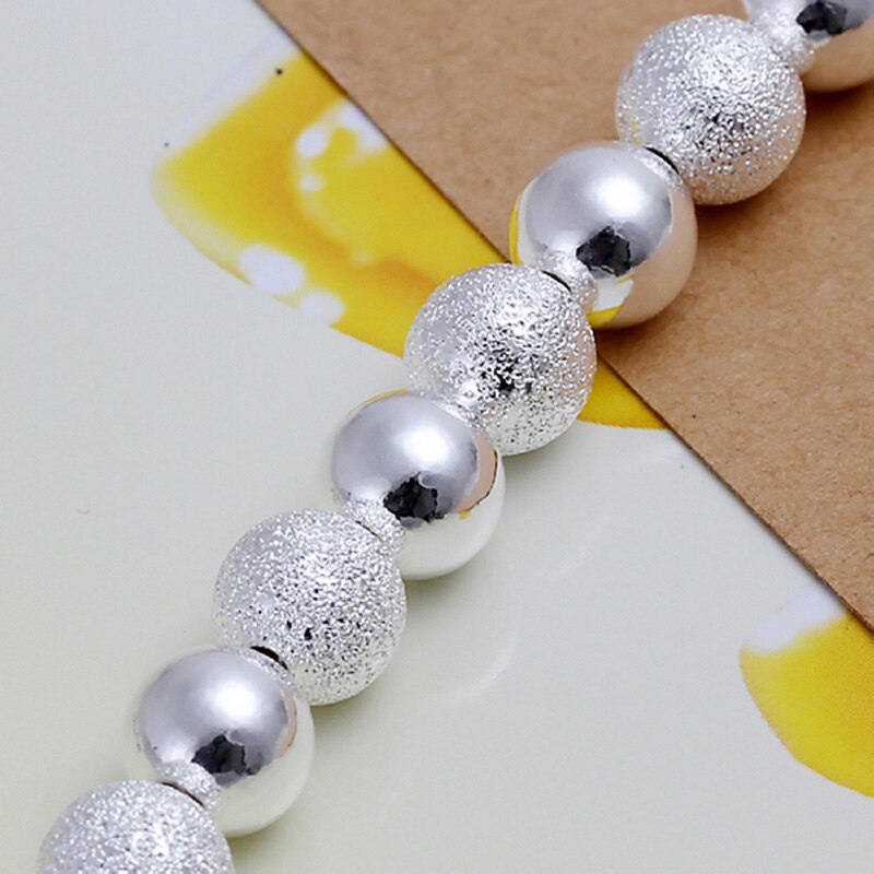 Wedding Engagement Jewelry Set 925 Silver Jewelry Scrub&Smooth Beads Balls Bracelet Necklace Women Party Jewelry Sets