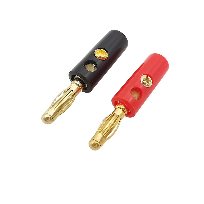 20 Stück vergoldete Schraube 4 mm Bananenstecker Audio Lautsprecherkabel Kabel Stecker Adapter Schwarz Rot
