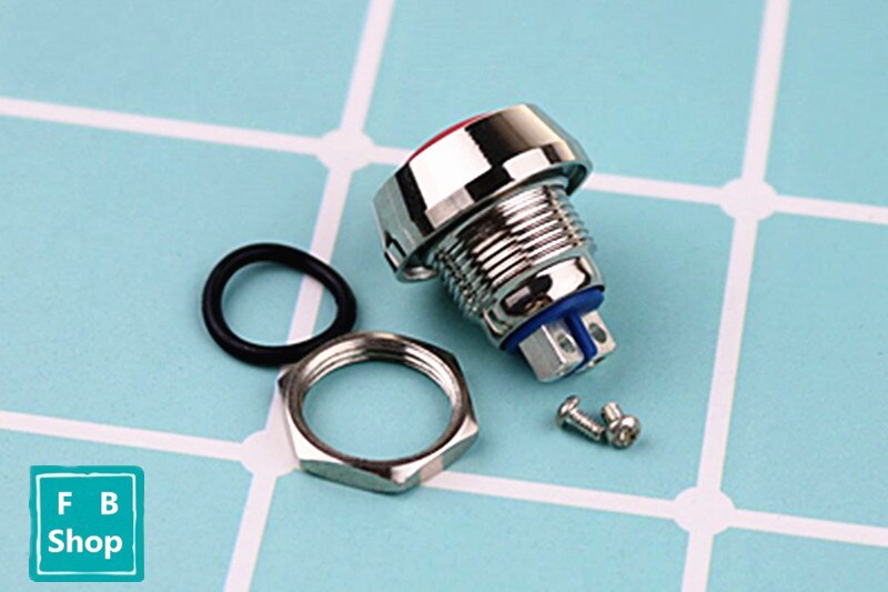 12mm 1NO momentary reset screw terminal metal push botton waterproof nickel plated brass domed push button switch