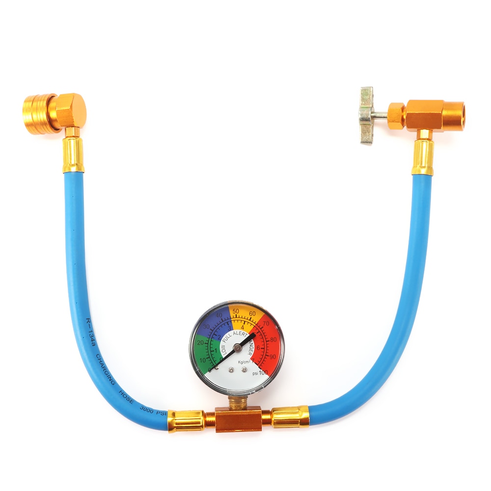 Accesorios para aire acondicionado de coche AC R134A, manguera de medición de recarga de refrigerante con indicador con adaptador de calibre