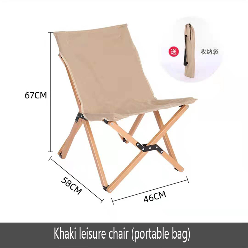 Opvouwbare Camping Stoel Liggende Strand Vissen Picknick Stoelen Reizen Meubels Ligstoelen Voor Tuin Massief Houten Portablecamper Stoel: khaki