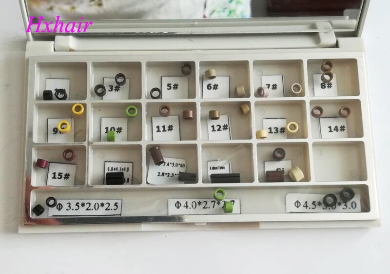 -Tabla de colores de anillos/enlaces de Micro anillos/herramientas de extensión de cabello I-Tip preunidas