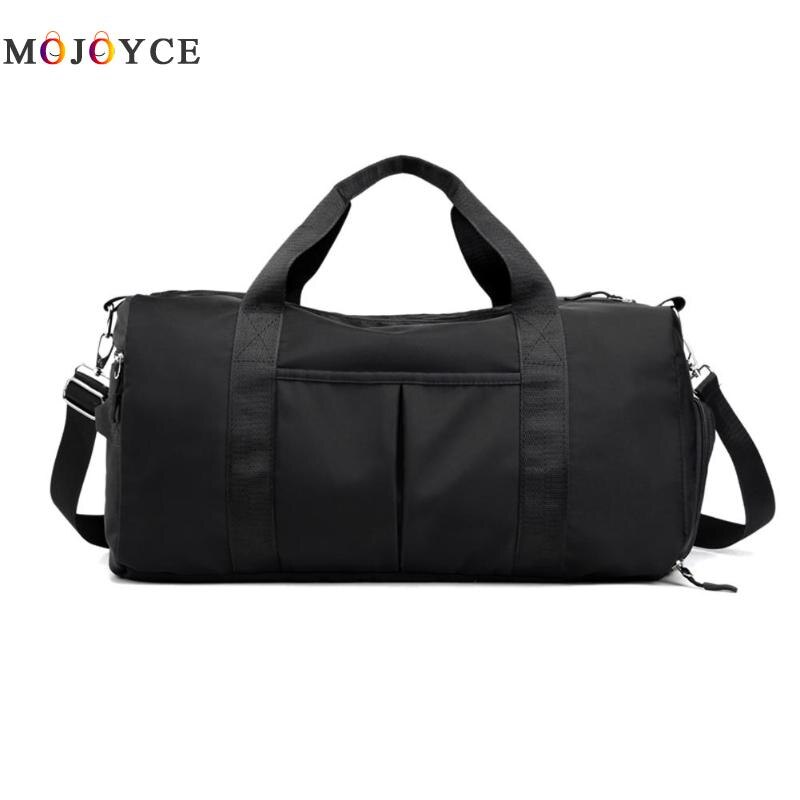 Mode Vrouwen Mannen Reizen Sport Gym Reistas Grote Waterdichte Nylon Handtassen Vrouwen Mannen Soild Kleur Wilde Zak: Black