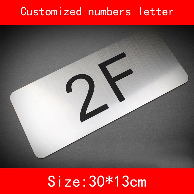 Maat 30*13 cm Huis nummer building nummer sliver geborsteld ABS aanpassen cijfers en letters niet vervagen