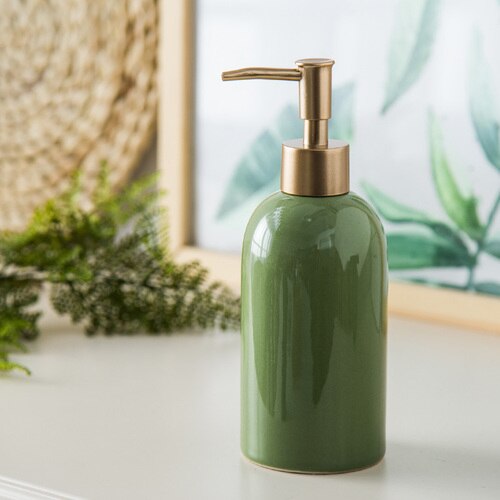 bathroom accessories storage shower accessories soap holder set male chastity device catheter Ceramic hand soap bottle: green