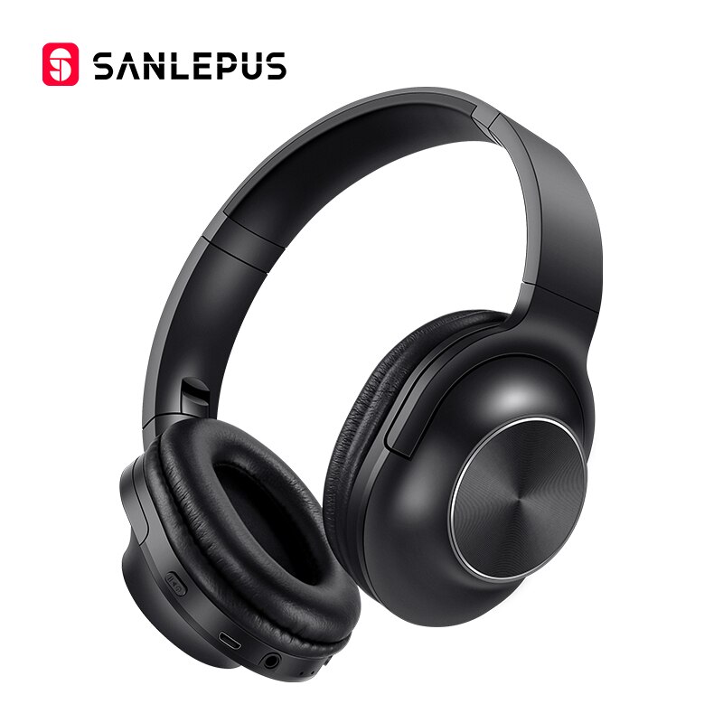 Sanlepus Draadloze Hoofdtelefoon Bluetooth Headset Opvouwbare Stereo Hoofdtelefoon Gaming Koptelefoon Met Microfoon Voor Pc Mobiele Telefoon: Black