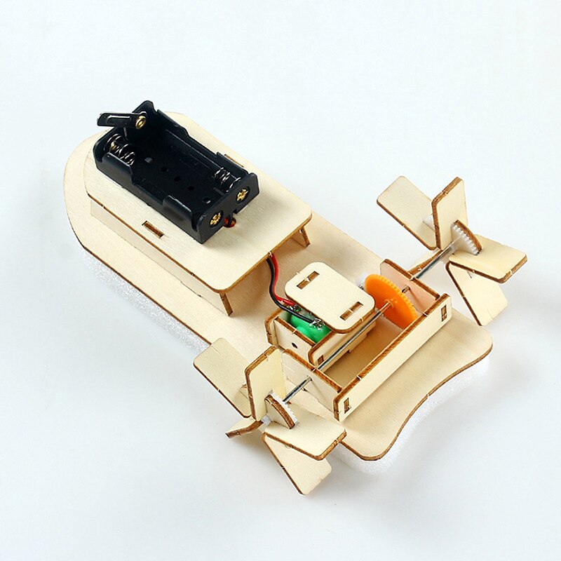 Students DIY Paddle Wheel Ship Assembling Model Educational Toys Material Kits