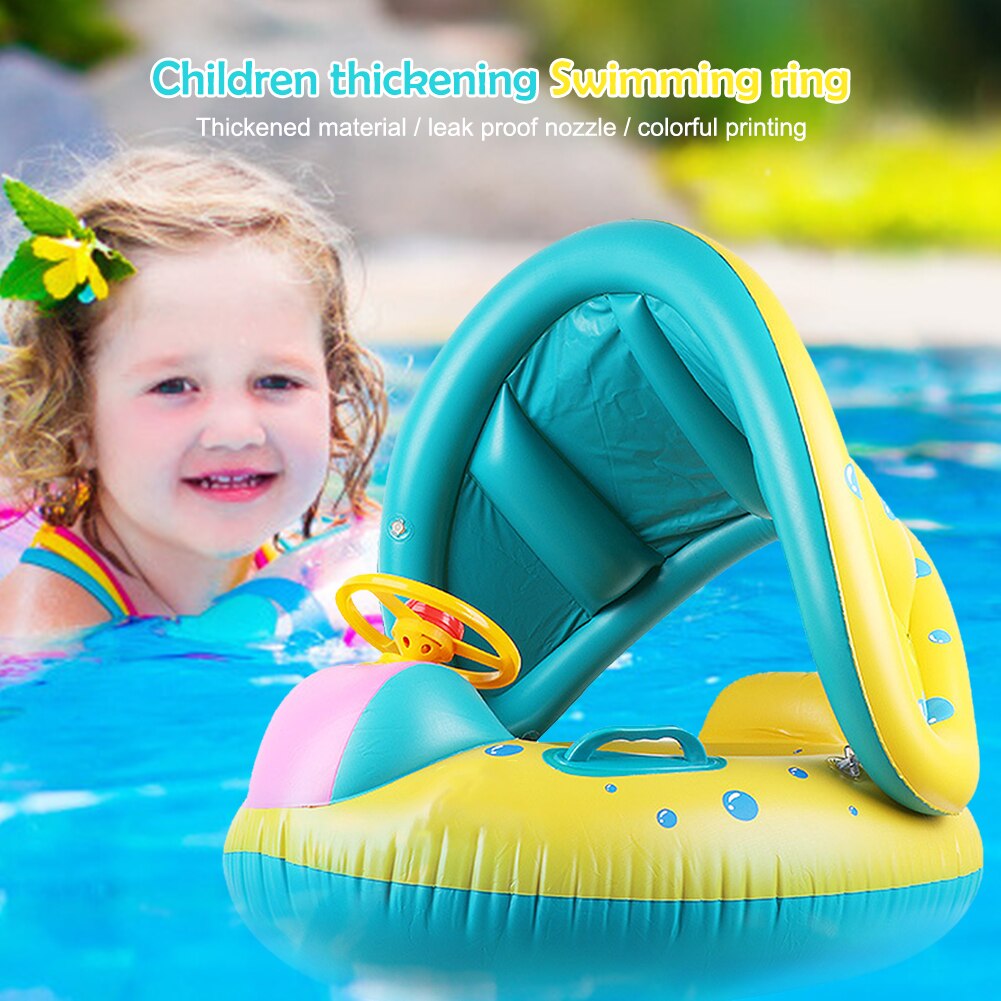 freundlicher Schwimmbad Schwimmen Ring mit Sonnenschirm Aufblasbare Wasser Sitz schweben Spielzeug ith Sonnenschirm Aufblasbare Schwimmen Ring Baby Zubehör