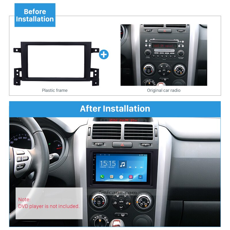 Seicane 2Din Radio de coche Fascia para 2005, 2006, 2007, Suzuki Grand Vitara DVD Panel Dash Kit de instalación de ajuste de bisel