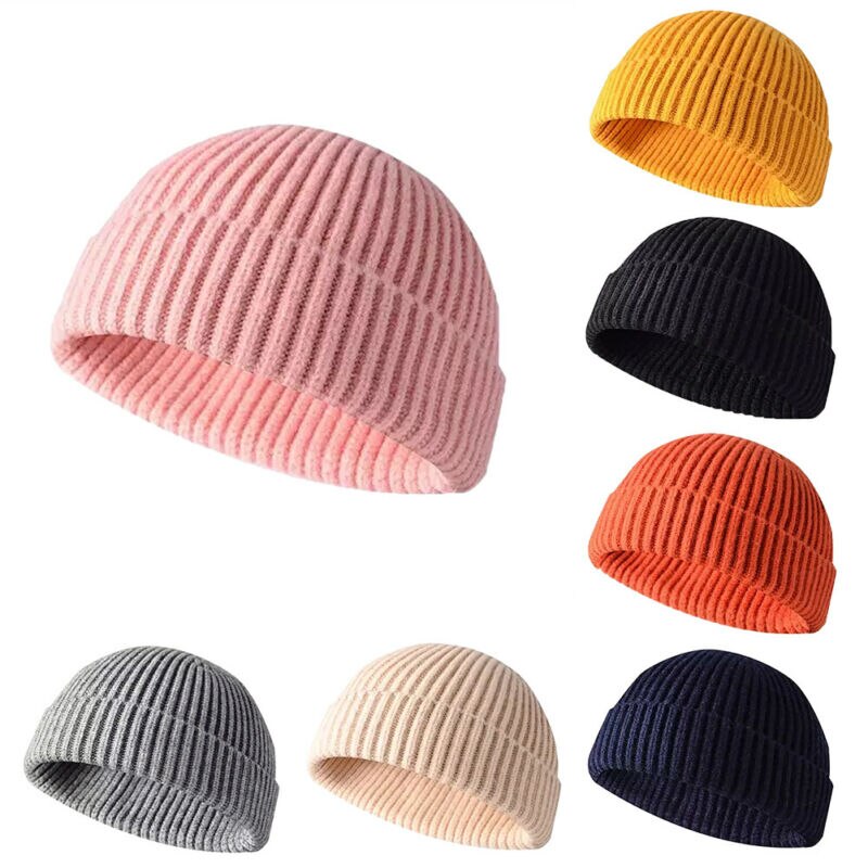 Vinter kvinder mænds varm strik hat beanie skullcap sømand cap manchet brimless hat