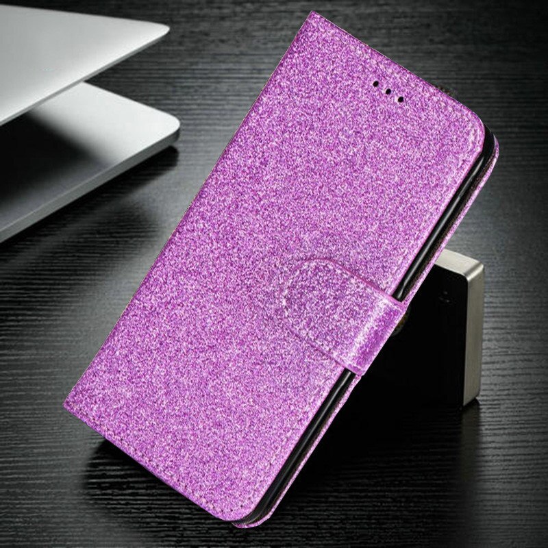 Voor Huawei Ascend G8 GX8 RIO-L01 RIO-L02 5.5 &quot Bling Glitter Leather Case Klassieke Flip Stand Wallet Cover: Purple