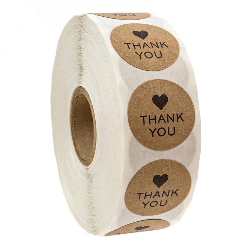 500pcs/roll 1Inch Thank You Round Sticker Kraft Paper French English Japanese Spanish Portuguese Merci Gracias Sticker Pack: English