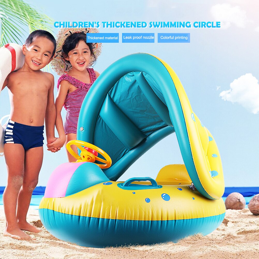 Baby Opblaasbare Zwemmen Ring Zetel Cirkel Cartoon Pool Float Speelgoed Met Zonnescherm Babyzitje Zwembad Speelgoed Party