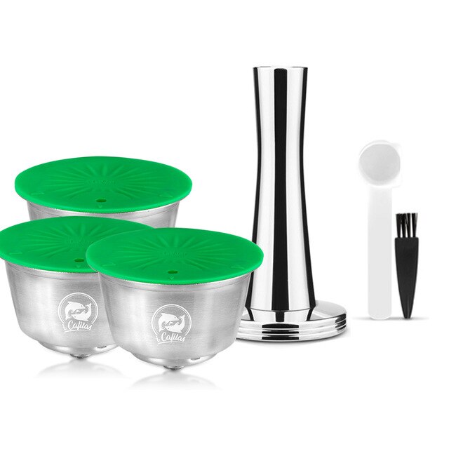 Refillable Capsule For Dolce Gusto Reusable Pod Coffee Machine 4th Generation Crema Maker Nespresso Original Capsule Adapter: 3 Capsule 1 Tamper