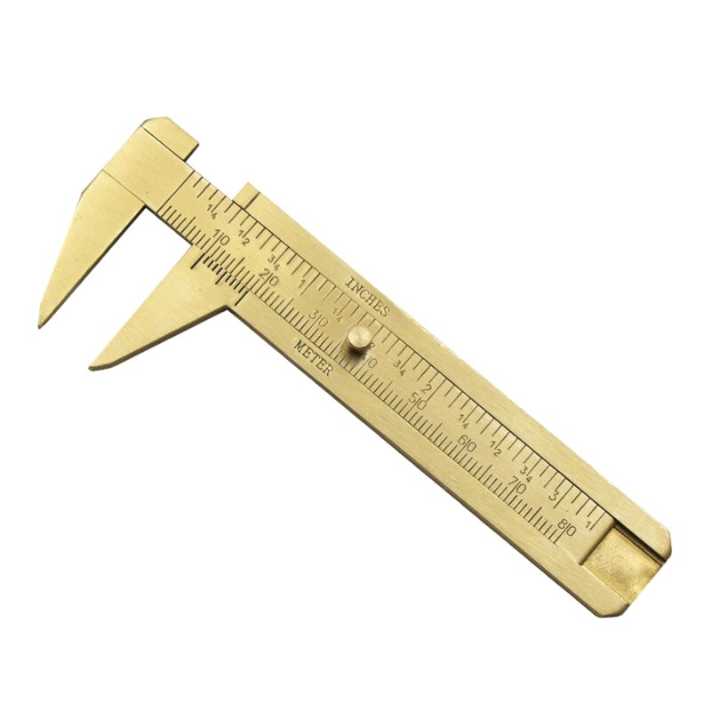 Calibrador Vernier de aleación de cobre, Mini calibrador de bolsillo deslizante de latón, de Metal de doble escala para medir piedras preciosas y joyería