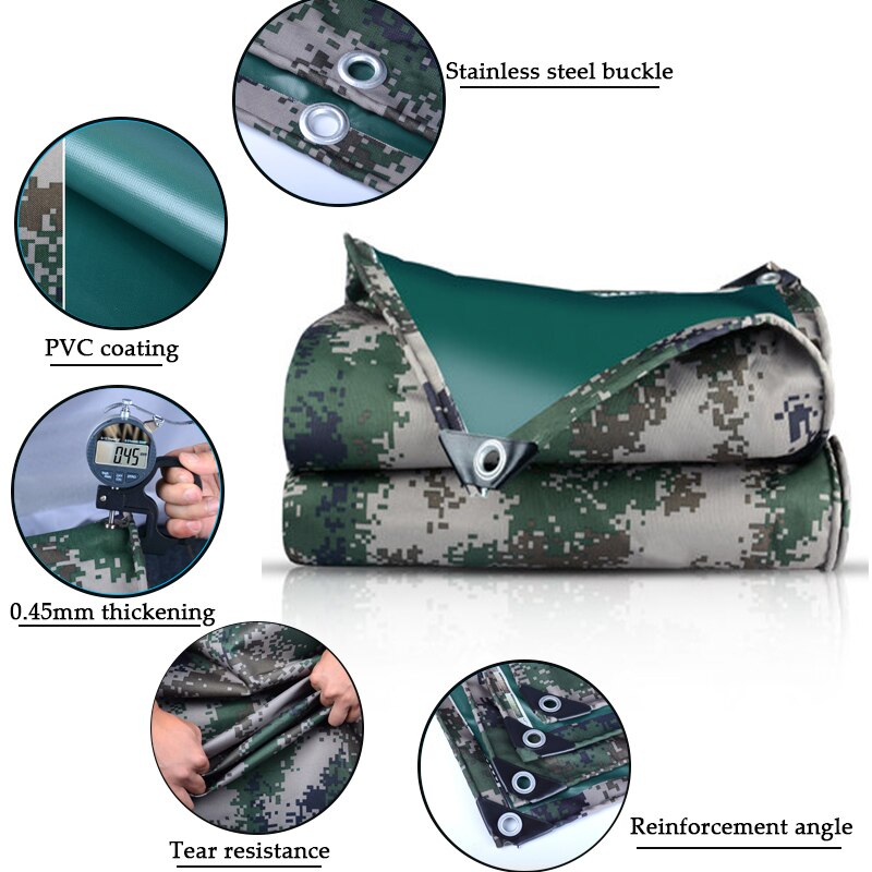 Jungle Oxford Camping tente bâche Camouflage extérieur imperméable tissu PVC résistant camion abri couverture cargaison Pile bâches