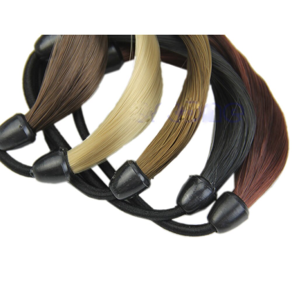 Meisjes Zwart Synthetisch Haar Paardenstaart Houders Vlechten Hoofddeksels Stretch Rubber Band Braid Haar Ring Touw Voor Vrouwen