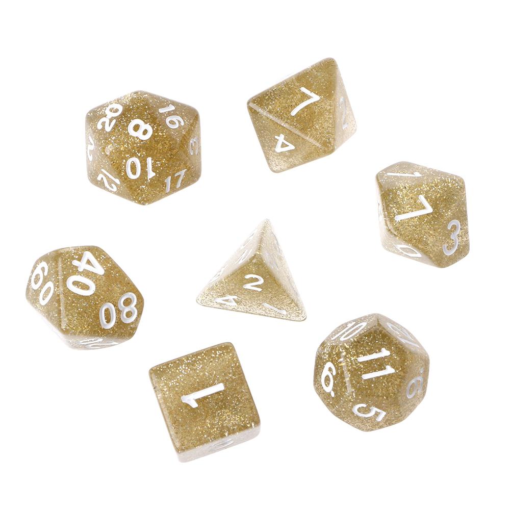 7Pcs Twinkling Polyhedral Dice For Dragon Pathfinder D20 D12 2xD10 D8 D6 D4