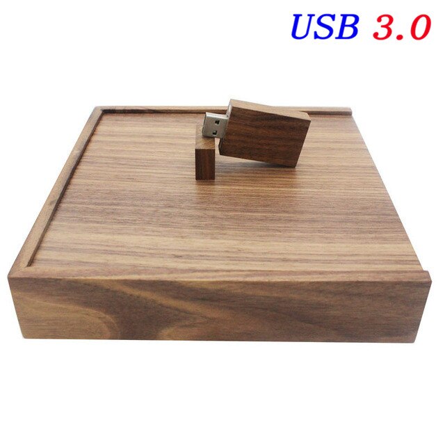 JASTER Holz Foto Album Box USB 3,0 Stick DIY Gravierte Logo Hochzeit Speicher: 4GB / Walnut wood