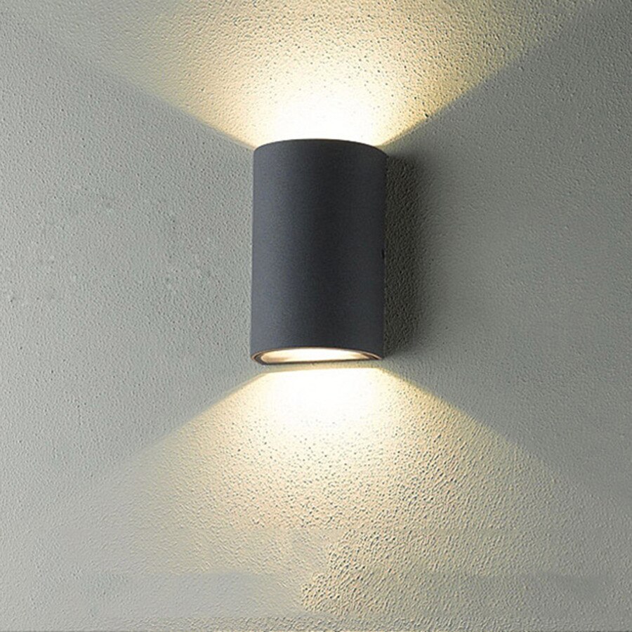 6w moderne stil sort halvcirkel lang led vandtæt væglampe, der kan installeres indendørs og udendørs