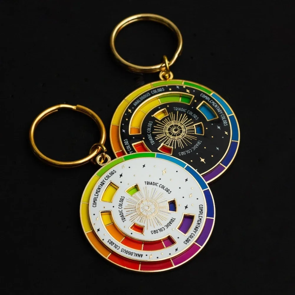 Color Wheel Keyring Interactive Keychain Art Keychains for Painters: WHITE