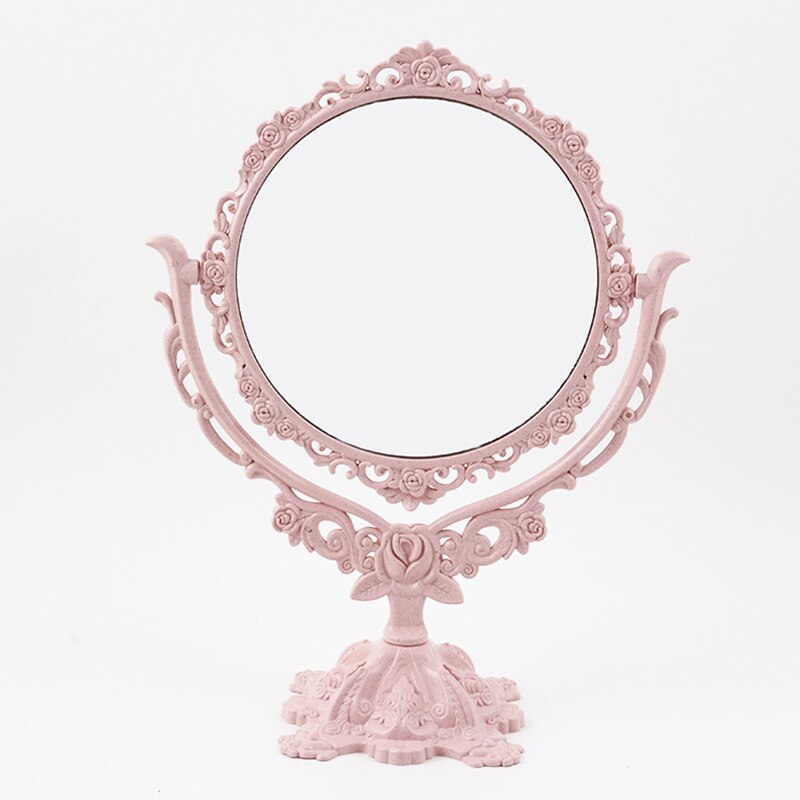 Espejo de maquillaje de escritorio estilo europeo espejo gótico giratorio herramienta de belleza de decoración de Mariposa o rosa redondo Oval forma de corazón espejo de maquillaje