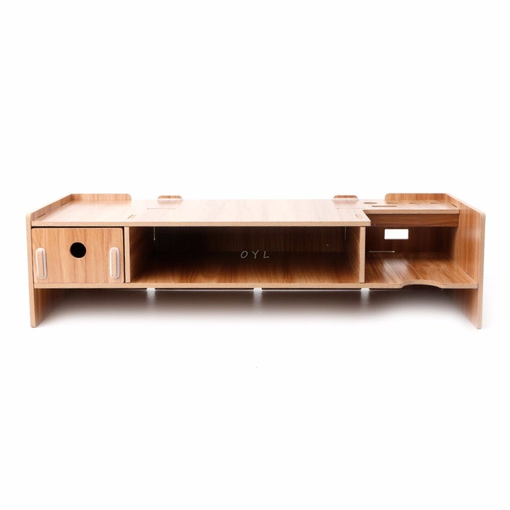 Wooden Desktop Monitor Riser TV Stand Holder Over Keyboard Desk Organizer Storage Space For Computer Laptop