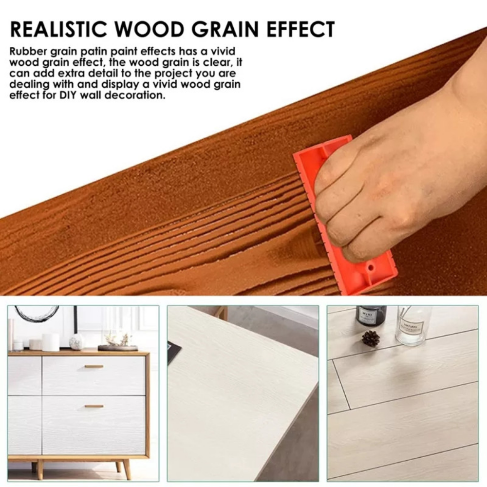 Rubber Wood Grain Paint Roller Imitation Wood Grain Pattern Paint Brush Home Decor Art Embossing DIY Wall Painting Tool