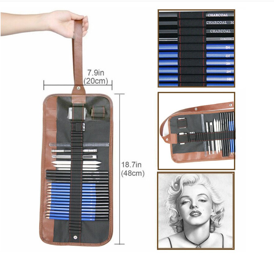 26 Pcs Sketch Drawing Pencil Set Beginners Drawing Supplies Tools Eraser Cutter Drawing Suit Art Kit Painter Students Art Supply