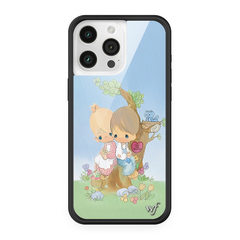 Coque de téléphone à fleurs sauvages, Moments précieux, pour iPhone 12 13 14 15 16 Pro Max Plus 16pro 15pro WF Angel Love Cherub: PC + TPU / Marron