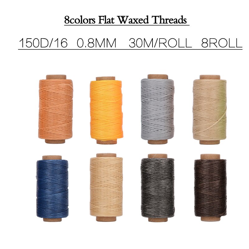Leather Sewing Awl Kit Hand Speedy Stitcher Set Leather Craft Stitching Waxed Thread Needles Leather Craft Stitch Shoemaker Tool: 30M x 8 rolls -2