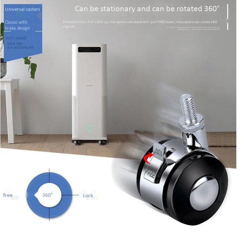 5 stuks vlakke bodemplaat met remwielen en wieltjes worden gebruikt om salontafels, bureaustoelen, kasten en droogrekken te verplaatsen zwart