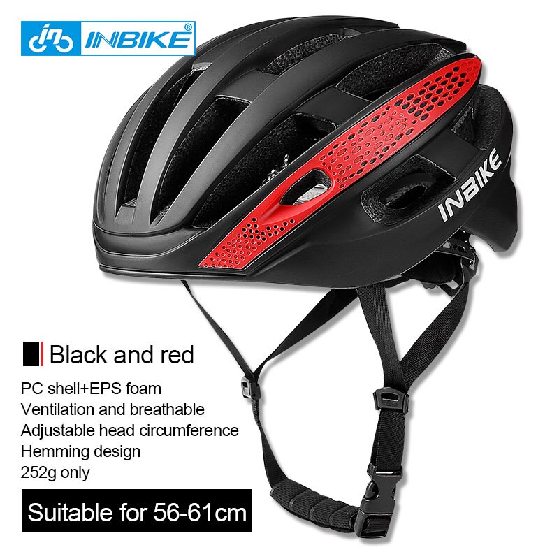 INBIKE Bicycle Cycling Helmet Ultralight EPS+PC Cover MTB Road Bike Helmet Integrally-mold Cycling Helmet Men Cycling Safely Cap: Black and Red