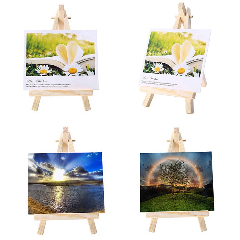 10Pcs Mini Wooden Artist Easel-Triangle Wedding Table Stand Display Holder - 15 X 8 Cm