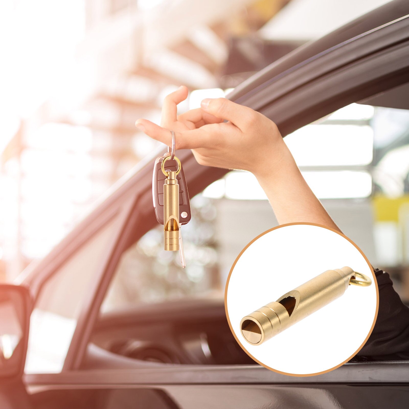 2Pcs Brass Whistle First Aid Whistle Metal Whistle Pendant Outdoor High Pitch Whistle