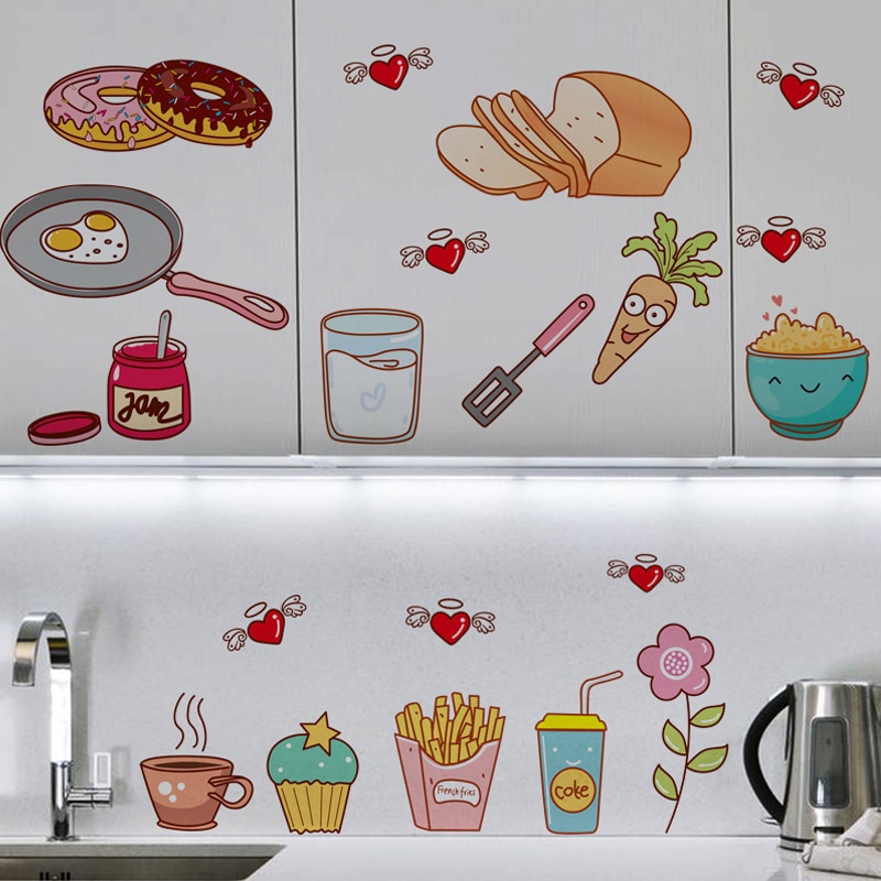 Food Fruit pattern Refrigerator Door Stickers Self Adhesive Wall Sticker Wallpaper Drawer Shelf Liner Home Kitchen Decor