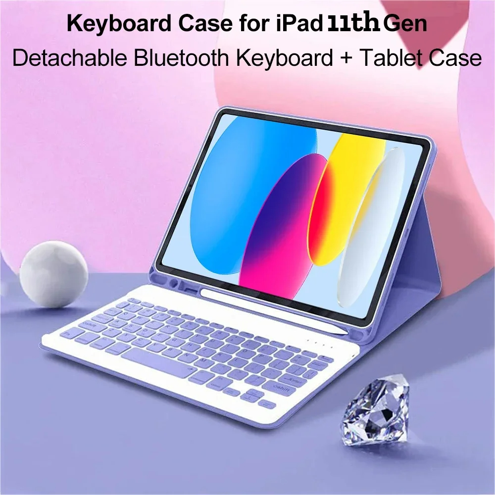 for Apple IPad 11th Generation (A16) 10.9 Inch Case Magnetic Wireless Bluetooth Keyboard+Tablet Cover for IPad 10th Gen