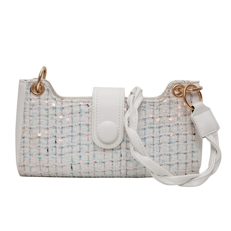 Vrouwen Schoudertas Mode Oksel Tas Vrouwen Handtas Eenvoudige Vierkante Tas Messenger Bags: WHITE